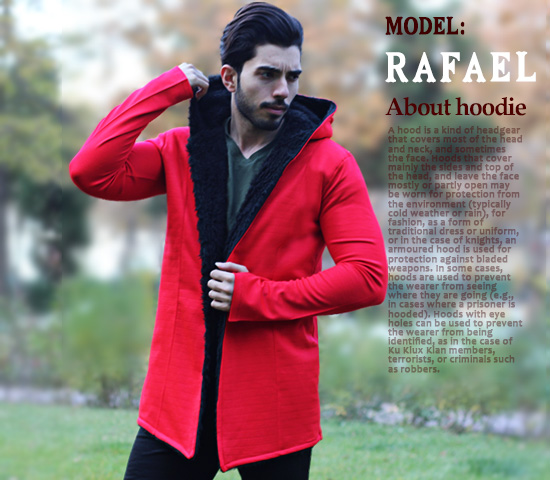 هودی خزدار مردانه  مدل  Rafael (قرمز)