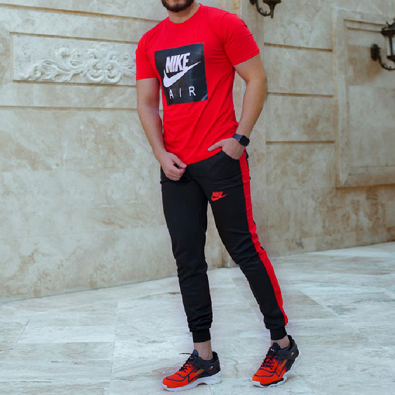 ست تیشرت وشلوار مردانه Nike مدل Zilan (قرمز)