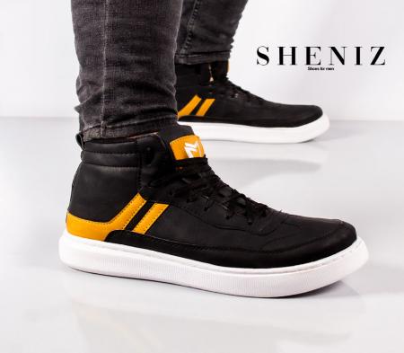 کفش ساقدار مردانه Sheniz (مشکی طلایی)