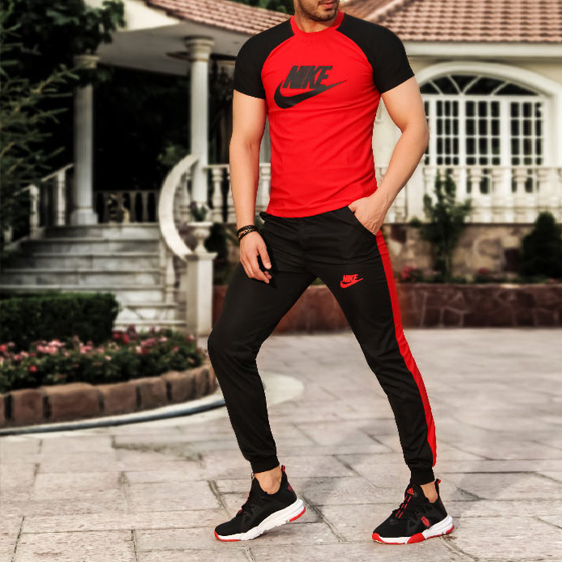 ست تیشرت وشلوار Nike مدل Adash (قرمز)