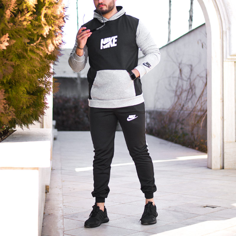 سویشرت و شلوار Nike مدل Bamdad (مشکی سفید)