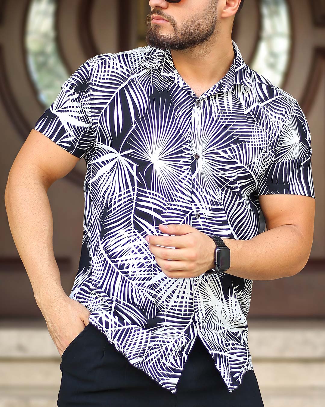 پیراهن مردانه هاوایی مدل namiba