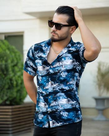 پیراهن مردانه  هاوایی مدل Manolas (آبی)