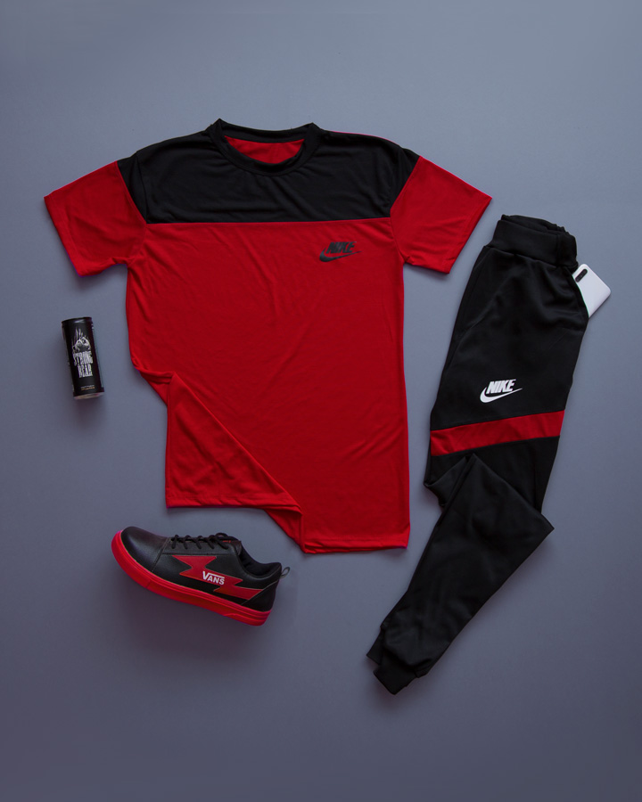 ست تیشرت شلوار مردانه Nike مدل Macan (قرمزمشکی)