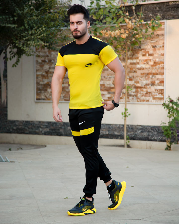 ست تیشرت و شلوار مردانه Adidas مدل Achil (زرد)