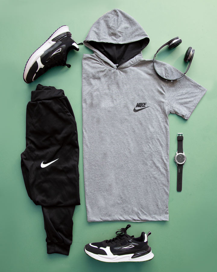 ست تیشرت شلوار مردانه Nike مدل OLES (طوسی)